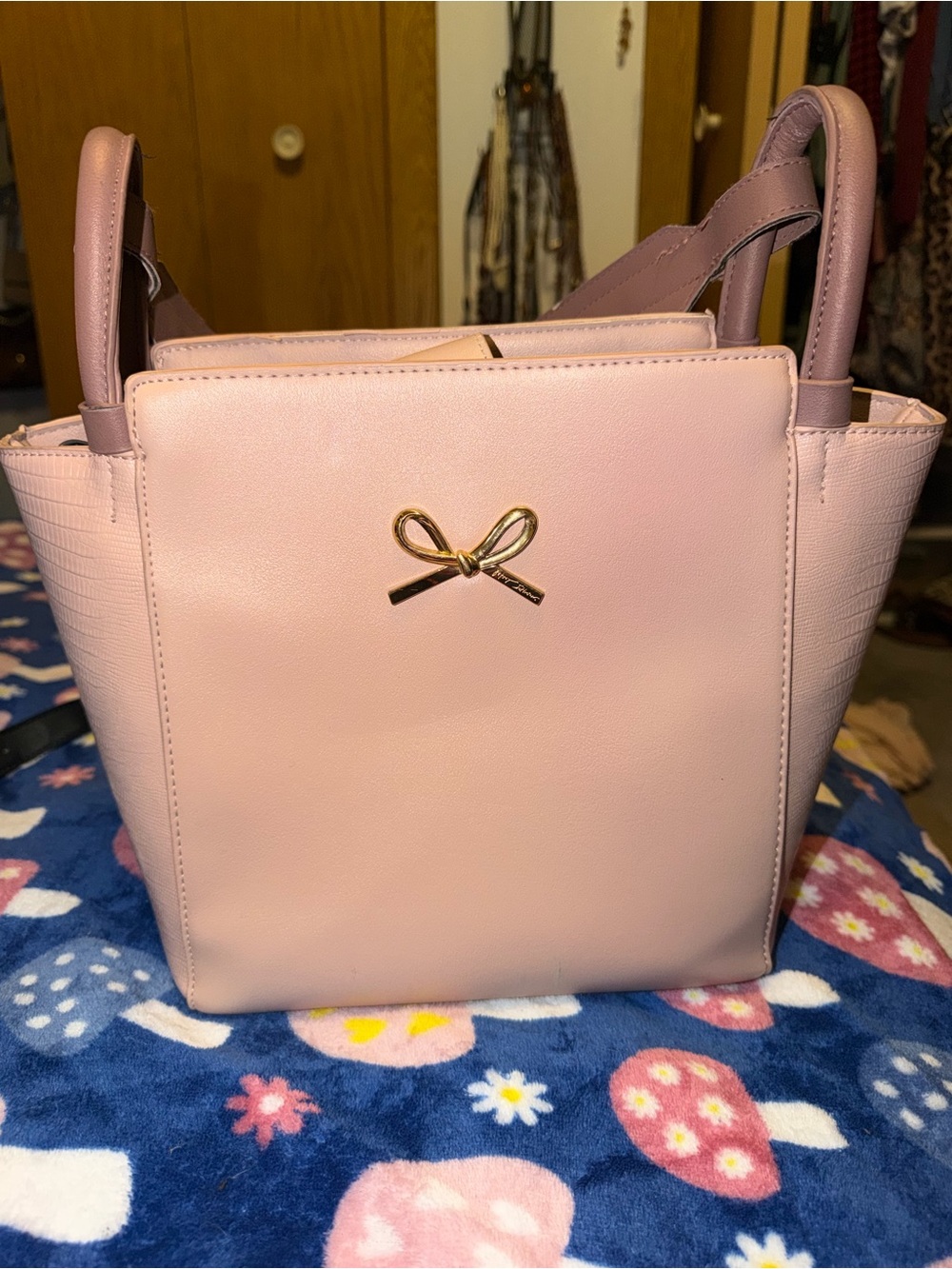 Stylish Betsy Johnson  Pink Bow Accent Tote Bag for Women